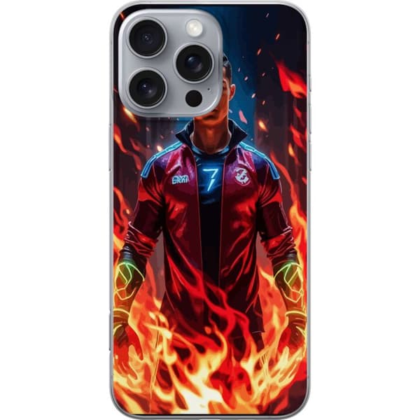 Apple iPhone 16 Pro Max Gennemsigtig cover Ronaldo Inferno - fodboldhelt i flammer