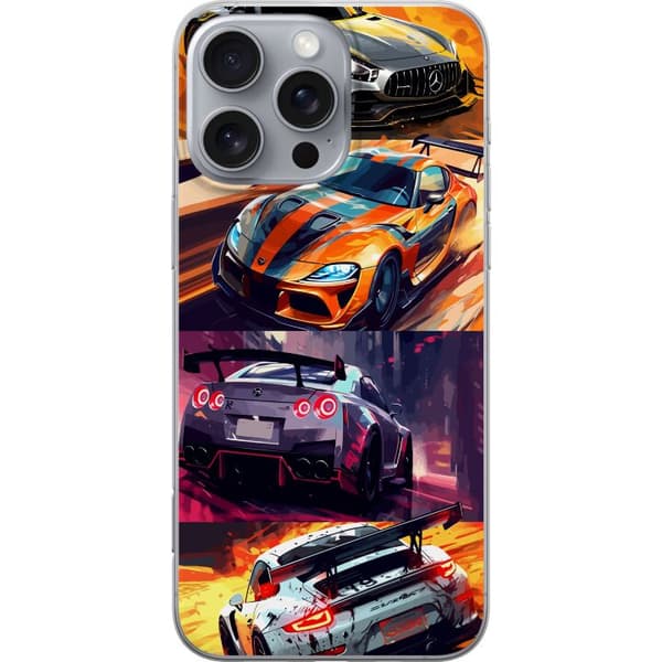 Apple iPhone 16 Pro Max Gennemsigtig cover Rallyfeber - fartfyldt motiv med rallybiler