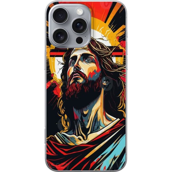 Apple iPhone 16 Pro Max Genomskinligt Skal Jesus & Kort – religiöst motiv med djup symbolik
