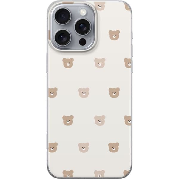 Apple iPhone 16 Pro Max Läpinäkyvä kuori Teddy-tausta - söpöt teddykarhut pehmeällä taustalla