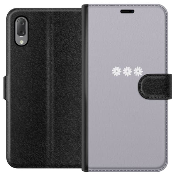 Sony Xperia L3 Tegnebogsetui Lilla Blomminimalisme - stilfuldt blomstermotiv på lilla baggrund
