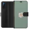 Miniatyrbild 1 av 3: Sony Xperia L4 Plånboksfodral Grön Minimalblomma – stilren blomma på grön bakgrund