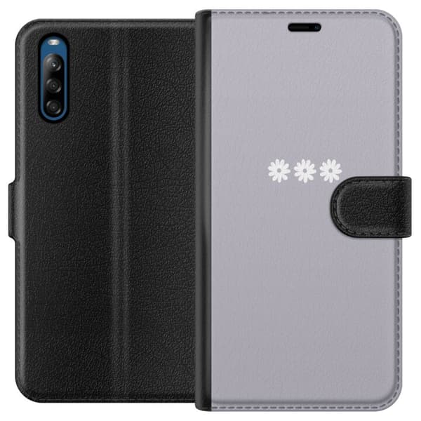 Sony Xperia L4 Plånboksfodral Lila Blomminimalism – stilrent blommotiv på lila bakgrund