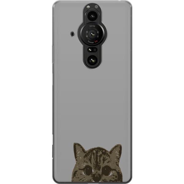 Sony Xperia Pro-I Genomskinligt Skal Grå Kattblick – stilren kattdesign med grå bakgrund
