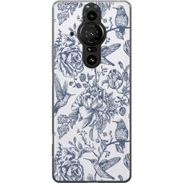 Sony Xperia Pro-I Genomskinligt Skal Blomster & Fåglar – romantiskt mönster i vintage-stil