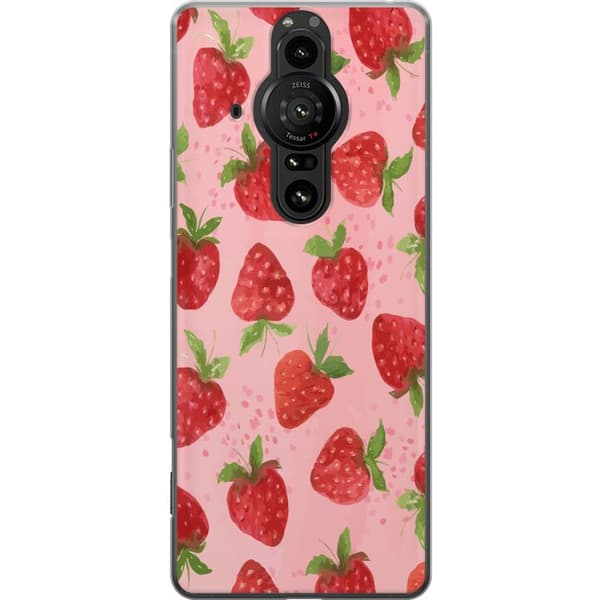 Sony Xperia Pro-I Gennemsigtig cover Jordbærdrømme - Retro-stil jordbærmønster
