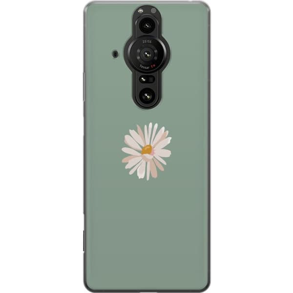 Sony Xperia Pro-I Läpinäkyvä kuori Vihreä Minimalikukka - tyylikäs kukka vihreällä taustalla