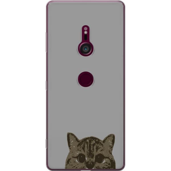 Sony Xperia XZ3 Genomskinligt Skal Grå Kattblick – stilren kattdesign med grå bakgrund