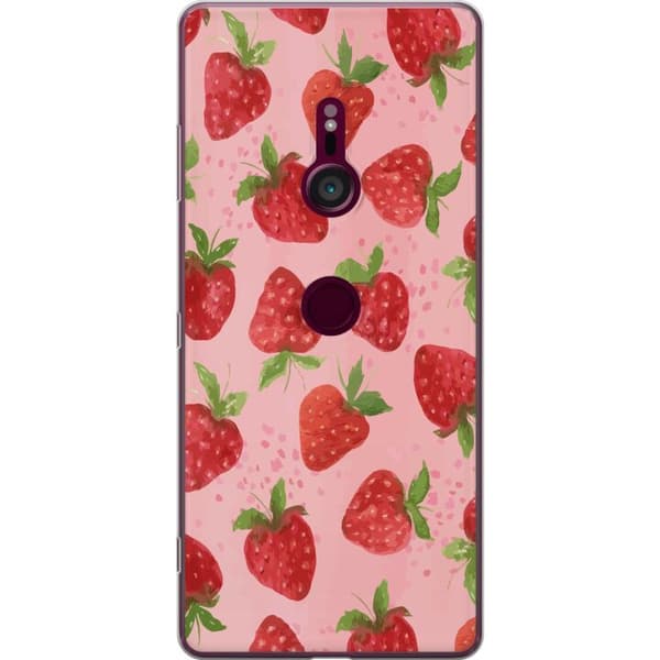 Sony Xperia XZ3 Genomskinligt Skal Strawberry Dreams – jordgubbsmönster i retrostil