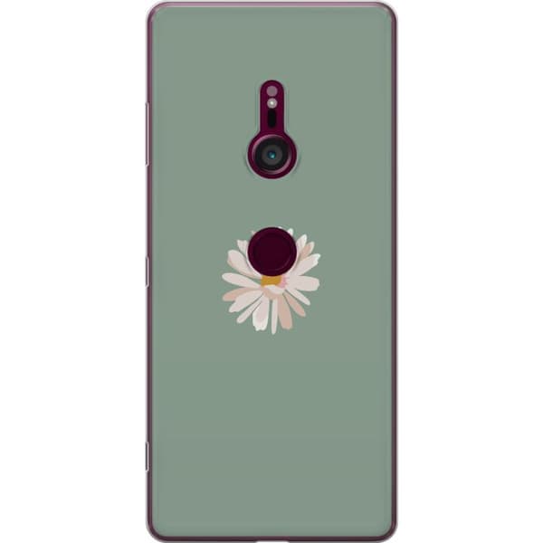 Sony Xperia XZ3 Genomskinligt Skal Grön Minimalblomma – stilren blomma på grön bakgrund