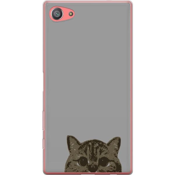 Sony Xperia Z5 Compact Gennemsigtig cover Grå Katteblik - stilfuld kat design med grå baggrund