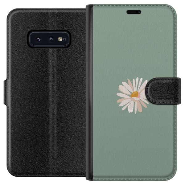 Samsung Galaxy S10e Lompakkokotelo Vihreä Minimalikukka - tyylikäs kukka vihreällä taustalla