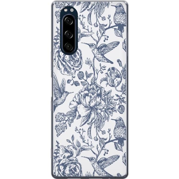 Sony Xperia 5 Gennemsigtig cover Blomster & Fugle - Romantisk Vintage-stil Mønster