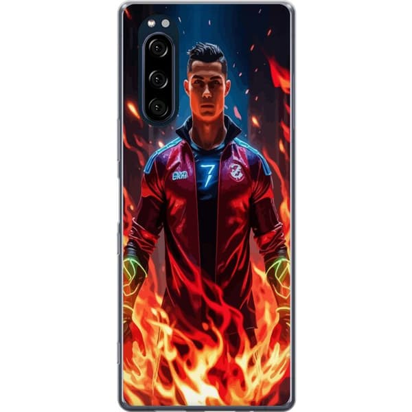 Sony Xperia 5 Gennemsigtig cover Ronaldo Inferno - fodboldhelt i flammer