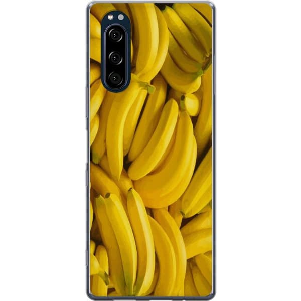 Sony Xperia 5 Genomskinligt Skal Banana Pattern – lekfullt mönster med gula bananer
