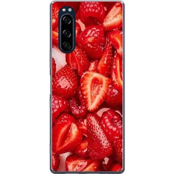 Sony Xperia 5 Genomskinligt Skal Jordgubbsmönster – sött motiv med sommarkänsla