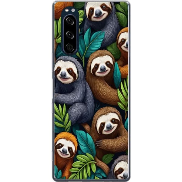Sony Xperia 5 Läpinäkyvä kuori Sengångarstil - rentoutunut muotoilu söpöllä laiskiaalla