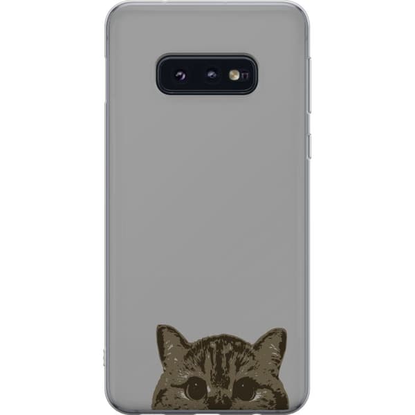 Samsung Galaxy S10e Läpinäkyvä kuori Harmaa kissan katse - tyylikäs kissa suunnittelu harmaalla taustalla