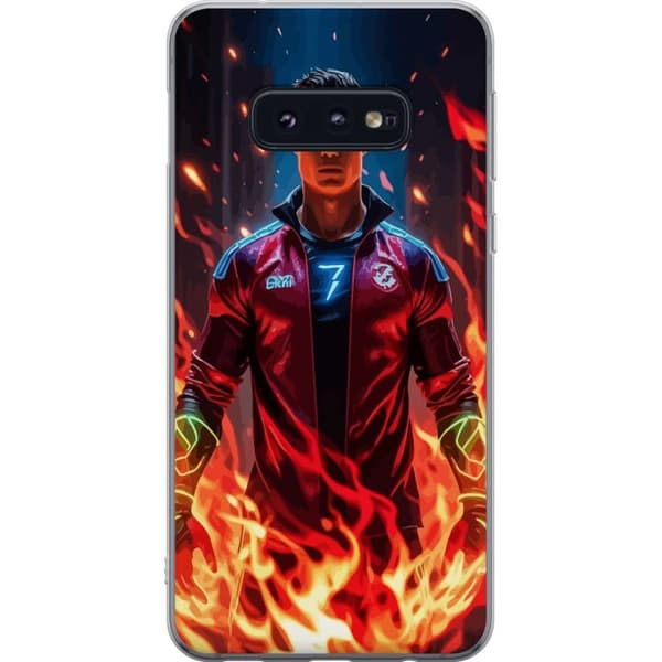 Samsung Galaxy S10e Läpinäkyvä kuori Ronaldo Inferno - jalkapallolegenda liekeissä