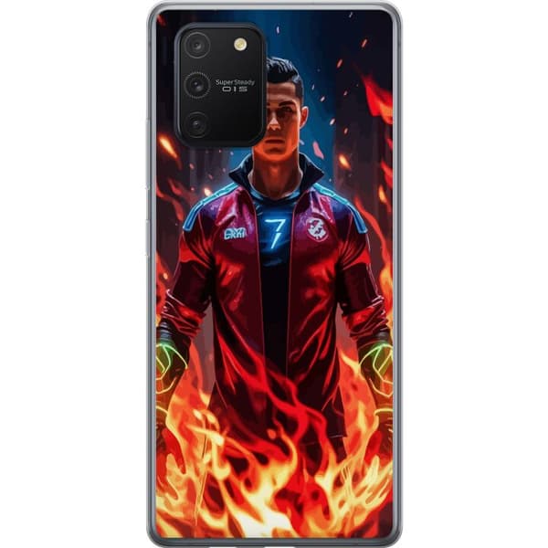 Samsung Galaxy S10 Lite Genomskinligt Skal Ronaldo Inferno – fotbollshjälte i eldflammor