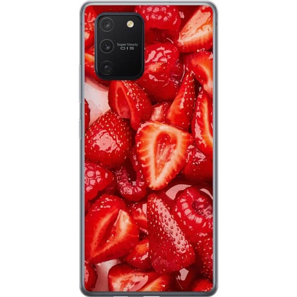 Samsung Galaxy S10 Lite Genomskinligt Skal Jordgubbsmönster – sött motiv med sommarkänsla