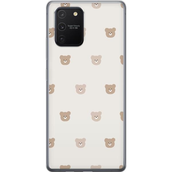 Samsung Galaxy S10 Lite Genomskinligt Skal Teddy Background – gulliga nallar mot mjuk bakgrund