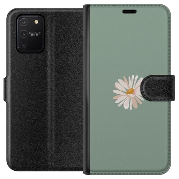 Samsung Galaxy S10 Lite Tegnebogsetui Grøn Minimalblomst - stilfuld blomst på grøn baggrund