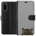 Miniatyrbilde 1 av 3: Samsung Galaxy S20 Lommeboketui Grå Kattblikk - stilren katte design med grå bakgrunn