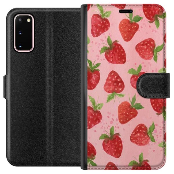 Samsung Galaxy S20 Tegnebogsetui Jordbærdrømme - Retro-stil jordbærmønster