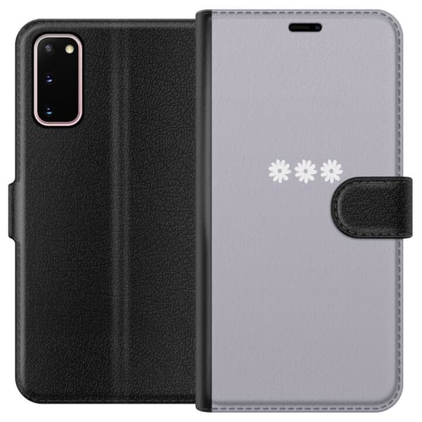 Samsung Galaxy S20 Lommeboketui Lilla Blomminimalisme - stilig blomstermotiv på lilla bakgrunn