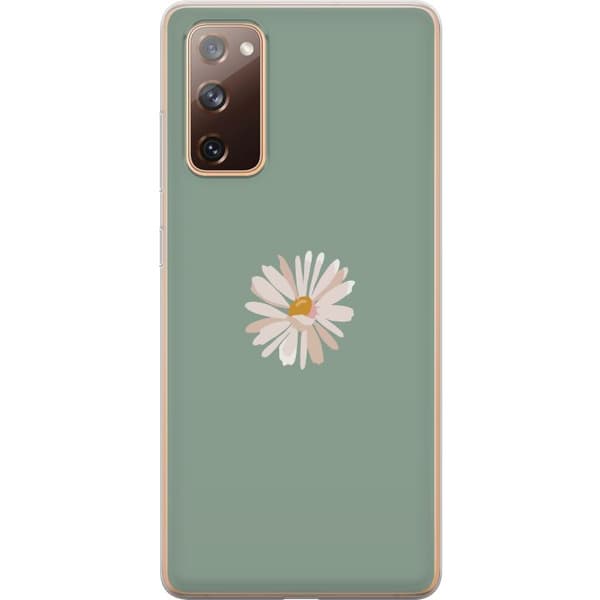 Samsung Galaxy S20 FE Gennemsigtig cover Grøn Minimalblomst - stilfuld blomst på grøn baggrund