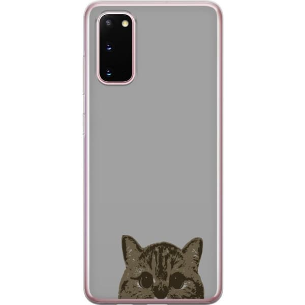 Samsung Galaxy S20 Gjennomsiktig deksel Grå Kattblikk - stilren katte design med grå bakgrunn