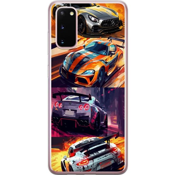 Samsung Galaxy S20 Gjennomsiktig deksel Rallyfeber - intensivt motiv med rallybiler