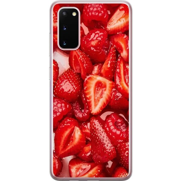 Samsung Galaxy S20 Gjennomsiktig deksel Jordbærmønster - søtt motiv med sommerfølelse