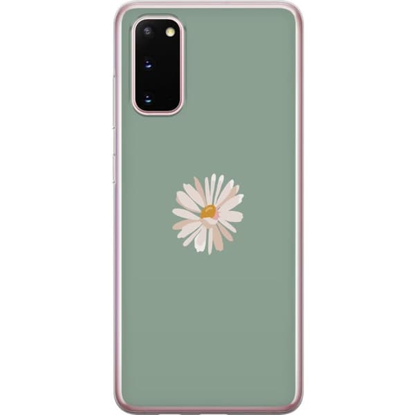 Samsung Galaxy S20 Gjennomsiktig deksel Grønn Minimalblomst - stilren blomst på grønn bakgrunn