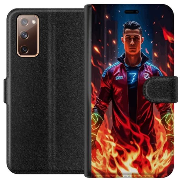 Samsung Galaxy S20 FE Lompakkokotelo Ronaldo Inferno - jalkapallolegenda liekeissä