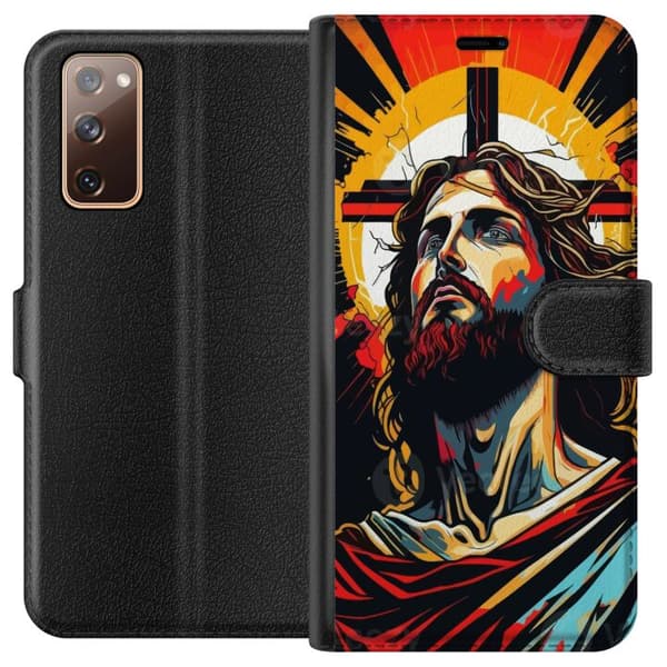 Samsung Galaxy S20 FE Lompakkokotelo Jeesus ja Kortti - uskonnollinen motiivi syvällä symboliikalla