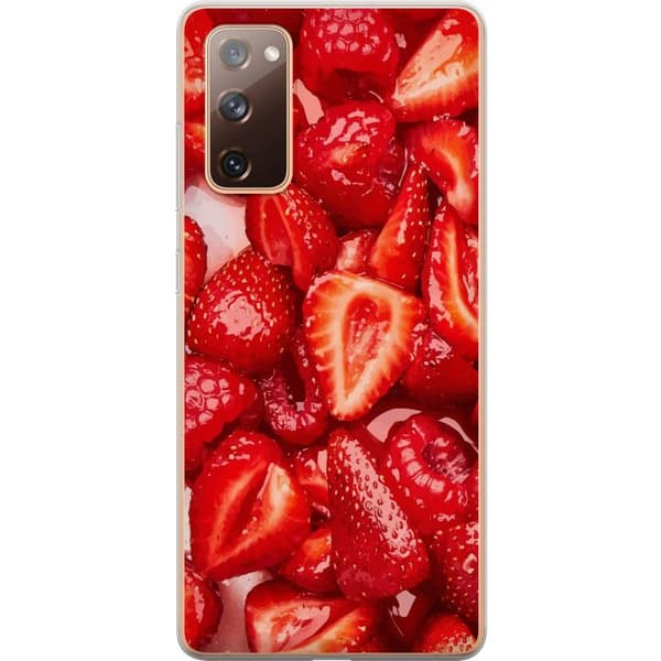 Samsung Galaxy S20 FE Genomskinligt Skal Jordgubbsmönster – sött motiv med sommarkänsla