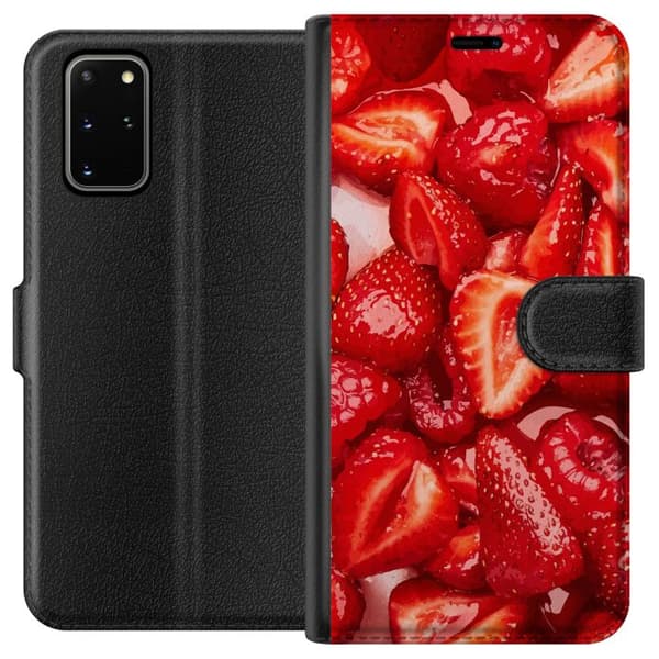 Samsung Galaxy S20+ Plånboksfodral Jordgubbsmönster – sött motiv med sommarkänsla
