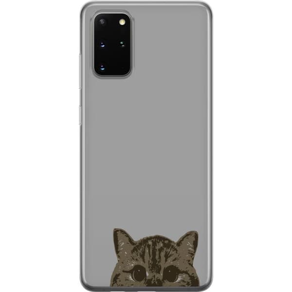 Samsung Galaxy S20+ Läpinäkyvä kuori Harmaa kissan katse - tyylikäs kissa suunnittelu harmaalla taustalla