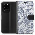 Pikkukuva 1 / 3: Samsung Galaxy S20 Ultra Lompakkokotelo Kukat & Linnut - Romanttinen Vintage-tyylinen Kuviointi
