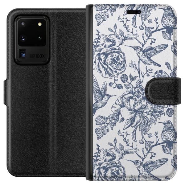 Samsung Galaxy S20 Ultra Lompakkokotelo Kukat & Linnut - Romanttinen Vintage-tyylinen Kuviointi