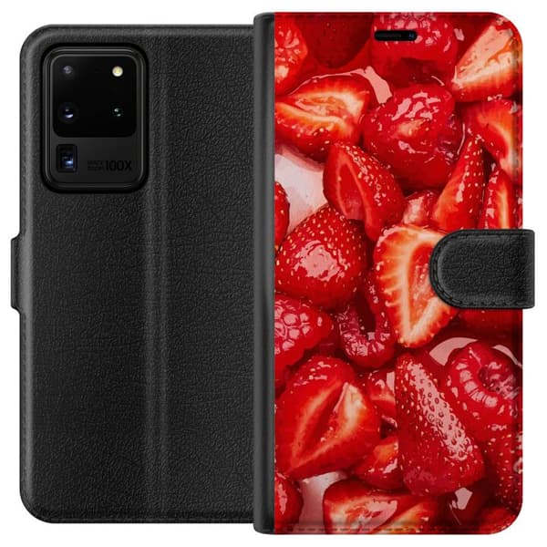 Samsung Galaxy S20 Ultra Lommeboketui Jordbærmønster - søtt motiv med sommerfølelse