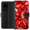 Miniatyrbilde 1 av 3: Samsung Galaxy S20 Ultra Lommeboketui Jordbærmønster - søtt motiv med sommerfølelse