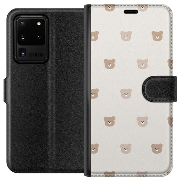 Samsung Galaxy S20 Ultra Lommeboketui Teddybakgrunn - søte teddybjørner mot en myk bakgrunn