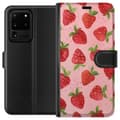 Pikkukuva 1 / 3: Samsung Galaxy S20 Ultra Lompakkokotelo Mansikkahaaveet - Retrot tyyli mansikkakuviointi