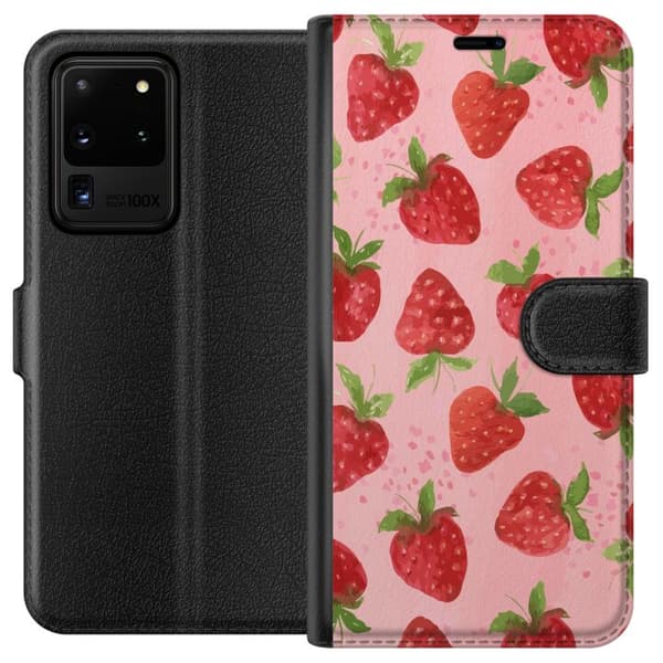 Samsung Galaxy S20 Ultra Lompakkokotelo Mansikkahaaveet - Retrot tyyli mansikkakuviointi