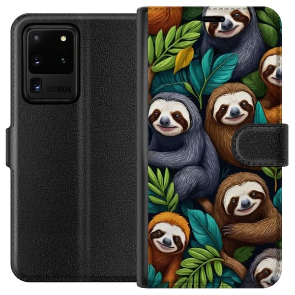 Samsung Galaxy S20 Ultra Lommeboketui Sengångarstil - avslappet motiv med søt dovendyr