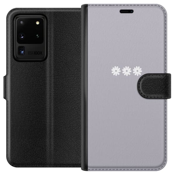 Samsung Galaxy S20 Ultra Lompakkokotelo Lila Blomminimalismi - tyylikäs kukkakuva lila taustalla