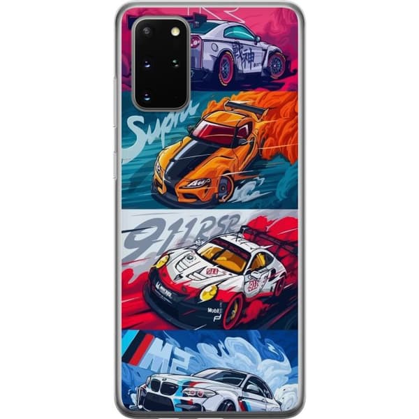 Samsung Galaxy S20+ Läpinäkyvä kuori Nopeat Autot - Piirretty Kuvio Toiminnalla